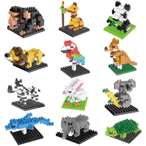 FUN LITTLE TOYS Party Favors for Kids, Mini Animals Building Blocks Sets for...